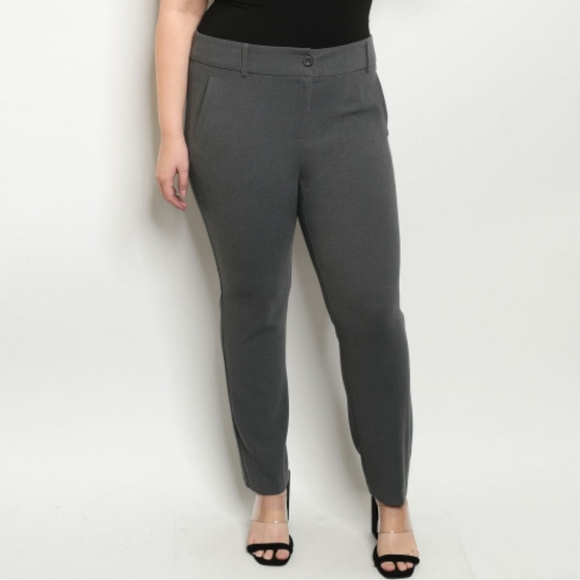 CAREER SLACKS PLUS SIZE PANTS WORK OFFICE GRAY NWT - Picture 2 of 2